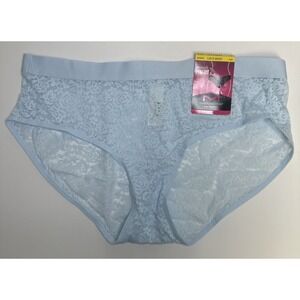 MAIDENFORM Pure Comfort Stretch Lace Light Blue Brief Panty Womens M/6 NEW